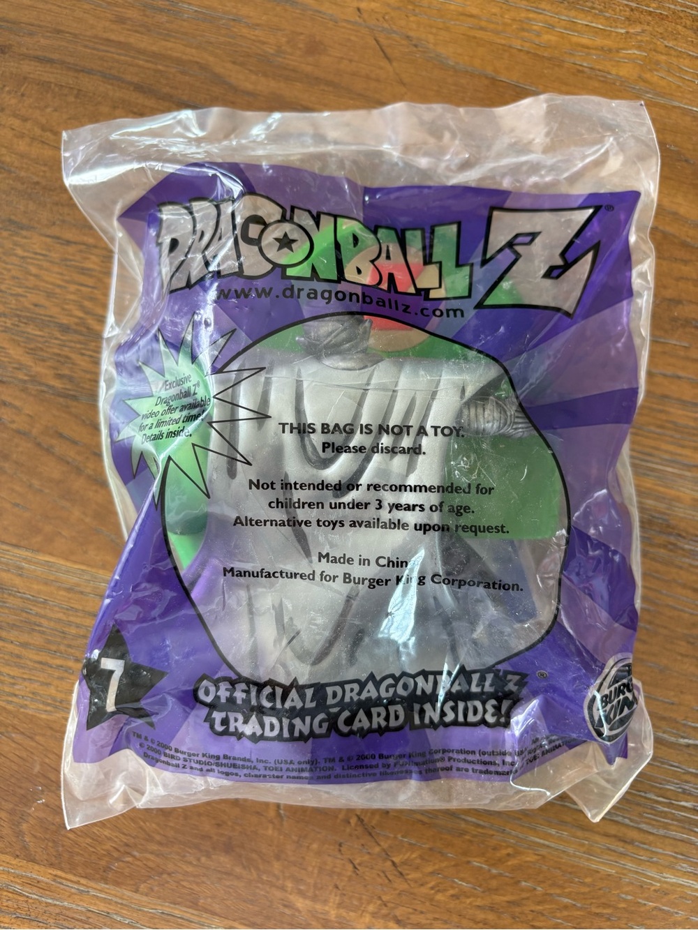 Burger King Dragon Ball Z Figurine #7 w/ Sealed Official Trading Card 2000